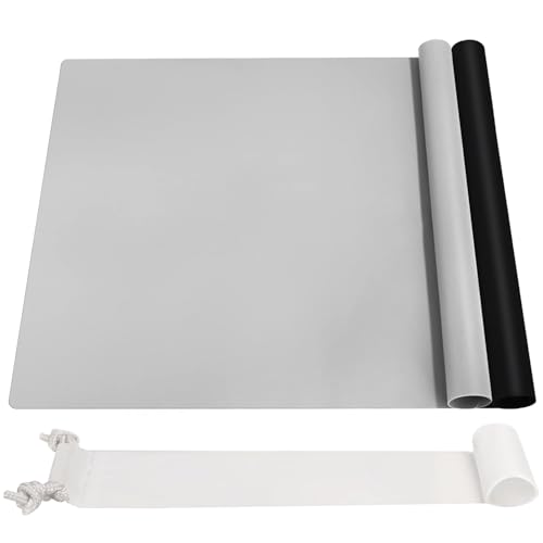 2 Stück Silikonmatte Groß 70x50 cm, Silikonmatte für Epoxidharz, Bastelunterlage, Silikon Bastelmatte, Malunterlage für Kinder, rutschfeste Silikon Unterlage, Platzset, Tischmatte(Grau/Schwarz) von Xespis