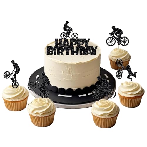 Fahrrad Kuchen Dekorationen Happy Birthday Cupcake Toppers Schwarz Fahrrad Cupcake Topper für Sport Thema Geburtstagsfeiern Fahrrad Kuchen Dekorationen Happy Birthday Cupcake Toppers Schwarz Fahrrad Cupcake Topper für Sport Thema Geburtstagsfeiern von Xetpc