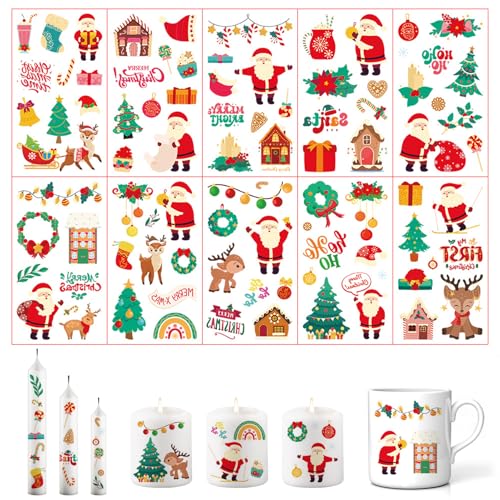 10 Pcs Kerzentattoos Weihnachten, Wassertransferdruck Diy Kerzenaufkleber, Wasserschiebefolie Kerzen Kerzensticker Kerzen Verzieren, FüR Weihnachten, Geburtstag, Einfache Anwendung 10 Pcs Kerzentattoos Weihnachten, Wassertransferdruck Diy Kerzenaufkleber, Wasserschiebefolie Kerzen Kerzensticker Kerzen Verzieren, FüR Weihnachten, Geburtstag, Einfache Anwendung von Xevinas