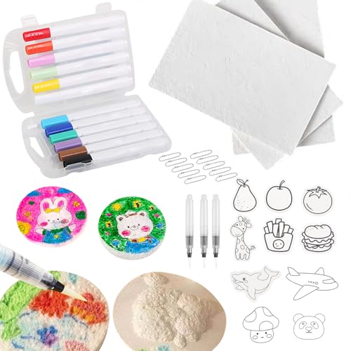 Magic Puffy Paint, DIY Malpapier Kinder Mit 12 Farben Stifte, Foam Texture Painting Paper Aus Umweltfreundlichen Und Ungiftigen Materialien, 3d Drawing Canvas Sponge Für Kinder (A) von Xevinas