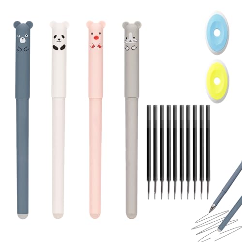 Radierbare Stifte, 4stk Radierbare Gelstifte Mit Radiergummi Und 10stk 0,5mm Spitze, Niedliches Cartoon Radierstift Multifunktionales Radiergummi-Set Für Alle Aufgaben, Für Kinder, Schule, Büro Radierbare Stifte, 4stk Radierbare Gelstifte Mit Radiergummi Und 10stk 0,5mm Spitze, Niedliches Cartoon Radierstift Multifunktionales Radiergummi-Set Für Alle Aufgaben, Für Kinder, Schule, Büro von Xevinas