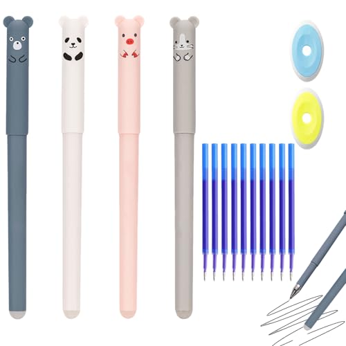 Radierbare Stifte, 4stk Radierbare Gelstifte Mit Radiergummi Und 10stk 0,5mm Spitze, Niedliches Cartoon Radierstift Multifunktionales Radiergummi-Set Für Alle Aufgaben, Für Kinder, Schule, Büro Radierbare Stifte, 4stk Radierbare Gelstifte Mit Radiergummi Und 10stk 0,5mm Spitze, Niedliches Cartoon Radierstift Multifunktionales Radiergummi-Set Für Alle Aufgaben, Für Kinder, Schule, Büro von Xevinas