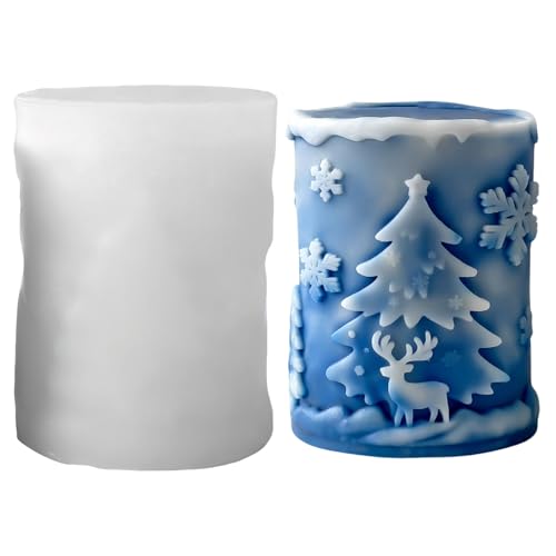 Silikonformen GießFormen Weihnachten, 3d Kerzen Weihnachten Wiederverwendbar Silikonform weihnachten Gips Zum GießEn, Handgemachte Kerzen GießFormen Silikon FüR Diy W-eihnachten Deko (D) von Xevinas