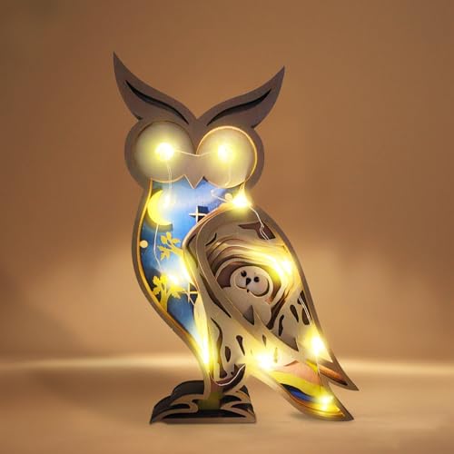 Xevinas 3D Holztiere Mit LED Nachtlicht, Holzfiguren Waldtiere Skulptur Handwerk Ornamente, Elefant Löwe Eule Fuchs Deko Figuren Holzstatue Dekoration Für Schlafzimmer Wohnzimmer Tisch Wand Deko (C) Xevinas 3D Holztiere Mit LED Nachtlicht, Holzfiguren Waldtiere Skulptur Handwerk Ornamente, Elefant Löwe Eule Fuchs Deko Figuren Holzstatue Dekoration Für Schlafzimmer Wohnzimmer Tisch Wand Deko (C) von Xevinas