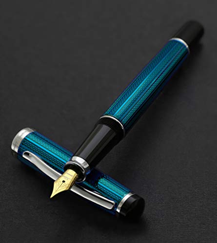 Xezo Incognito Füllfederhalter, Mittlere Feder. Tiefblaue Schichtlackierung mit Reinem Platinüberzug. Handgefertigt, Limitierte Auflage, Nummeriert von Xezo