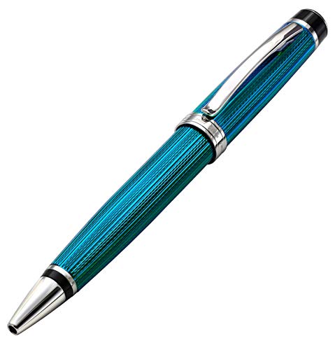 Xezo Incognito Messing Kugelschreiber im venezianischen blau Farbe, diamantiert Gravur, Serial, platiniert Teile (Incognito blau B) von Xezo