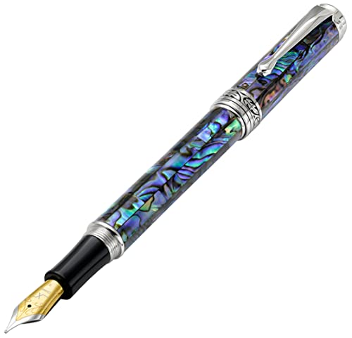 Xezo Maestro Füllfederhalter, mittlere Feder. Natur-Abalone-Muschel-Einlage mit reiner Platin-Beschichtung. Handgefertigt, limitierte Auflage, nummeriert Xezo Maestro Füllfederhalter, mittlere Feder. Natur-Abalone-Muschel-Einlage mit reiner Platin-Beschichtung. Handgefertigt, limitierte Auflage, nummeriert von Xezo