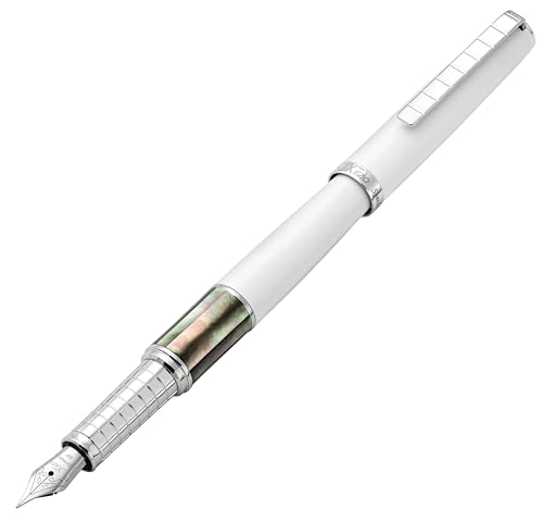 Xezo Speed Master Füllfederhalter, Extra Feine Feder. Matt Weiße Farbe mit Tahitianischer Schwarzer Perlmutter. Verchromt. Leichter Messingkörper. Keiner gleicht dem Anderen Xezo Speed Master Füllfederhalter, Extra Feine Feder. Matt Weiße Farbe mit Tahitianischer Schwarzer Perlmutter. Verchromt. Leichter Messingkörper. Keiner gleicht dem Anderen von Xezo