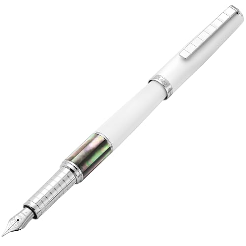 Xezo Speed Master Füllfederhalter, Feine Feder. Matt Weiße Farbe mit Tahitianischer Schwarzer Perlmutter. Verchromt. Leichter Messingkörper. Keiner gleicht dem Anderen Xezo Speed Master Füllfederhalter, Feine Feder. Matt Weiße Farbe mit Tahitianischer Schwarzer Perlmutter. Verchromt. Leichter Messingkörper. Keiner gleicht dem Anderen von Xezo