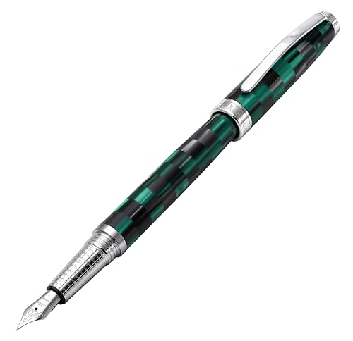 Xezo Urbanite II Füllfederhalter, Feine Feder. Ozean-Türkis und Schwarze Farbe mit Verchromter Beschichtung. Handgefertigt, Limitierte Auflage, Nummeriert von Xezo