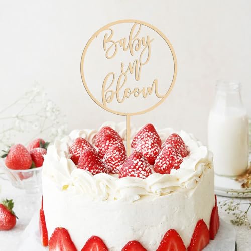 Cupcake-Topper für Babypartys, aus Holz, Motiv: Baby in Blüte, Kuchendekoration, Geschlechtsoffenbarung, Kuchendekoration für Jungen und Mädchen, Babyparty-Schild für Heim-Party-Spiele von Xheanyu