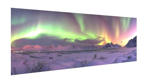 Diamond Painting Aurora Diamant Painting Bilder Erwachsene, 5D Diamond-painting Schneeszene Malen Nach Zahle Anfänger, DIY Mosaikherstellung Basteln Mädchen Geschenke, Deko Wohnzimmer 140x70cm X2-97 von Xhgtehng