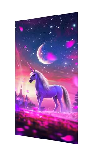 Diamond Painting Einhorn Diamant Painting Bilder Erwachsene, 5D Diamond-painting Mond Malen Nach Zahle Anfänger, DIY Mosaikherstellung Basteln Mädchen Geschenke, Deko Wohnzimmer 220x100cm X2-1117 von Xhgtehng