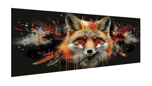 Diamond Painting Erwachsene Groß XXL 140x70cm, Diamant Painting Bilder Füchse Diamant Paintings Kinder Feder, DIY Runder Vollbohrer Diamanten Malerei Stickerei Kreuzstich Bastelset, Zimmer Deko X2-102 von Xhgtehng