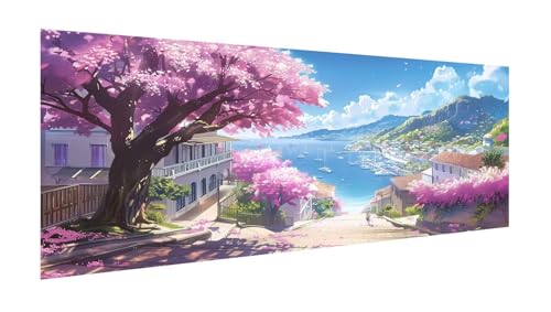 Diamond Painting Erwachsene Groß XXL 140x70cm,Diamant Painting Bilder Kleine Stadt Diamant Paintings Kinder Kirschblüten,DIY Runder Vollbohrer Diamanten Malerei Kreuzstich Bastelset,Zimmer Deko X2-122 von Xhgtehng