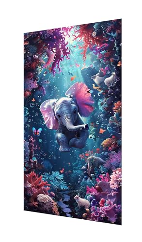 Diamond Painting Erwachsene Groß XXL 60x30cm,Diamant Painting Bilder Elefant Diamant Paintings Kinder Koralle,DIY Runder Vollbohrer Diamanten Malerei Stickerei Kreuzstich Bastelset,Zimmer Deko X2-1190 von Xhgtehng