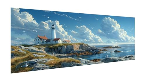 Diamond Painting Leuchtturm Diamant Painting Bilder Erwachsene, 5D Diamond-painting Wolken Malen Nach Zahle Kinder Anfänger, DIY Mosaikherstellung Basteln Mädchen, Deko Wohnzimmer 220x100cm X2-111 von Xhgtehng