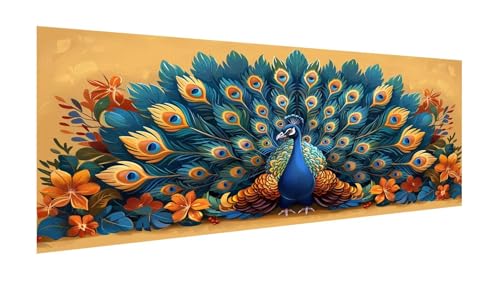 Diamond Painting Pfau Diamant Painting Bilder Erwachsene, 5D Diamond-painting Feder Malen Nach Zahle Kinder Anfänger, DIY Mosaikherstellung Basteln Mädchen Geschenke, Deko Wohnzimmer 140x70cm X2-119 von Xhgtehng