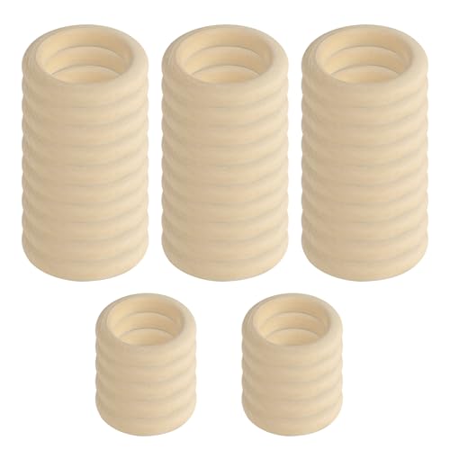 40 Stück Holzringe zum Basteln, Makramee Ringe, Natürliche Holz Serviettenringe, Gardinenringe Holzreifen Hölzern für DIY Kunst Handwerk Anhänger Hängende Dekoration Ringe(35mm 55mm) von XhjzgcTech