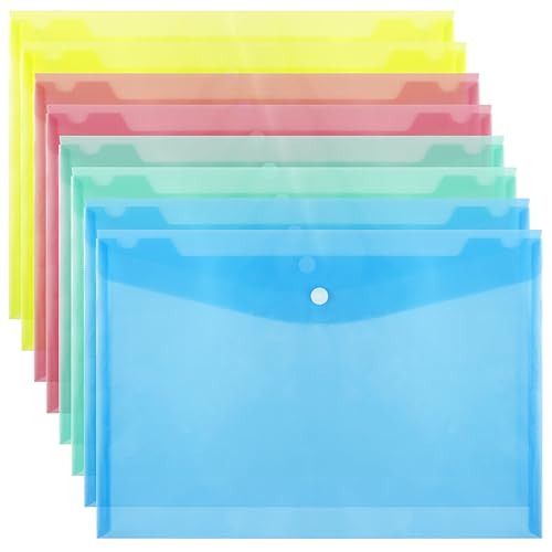 8 Stk Dokumentenmappe Sichttasche Transparent, Dokumententasche A4 Abheftbar, A4 Sammelmappen zum Abheften, Dokumenten Mappen, Brieftaschen Tasche mit druckknopf für Dokument Organisieren von XhjzgcTech