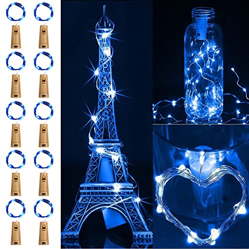 XhuangTech 10 Stück Flaschenlichter mit Korken, 2 m 20 LED-Korkenlichter für Flaschen, Kupferdraht-Lichterkette, batteriebetrieben, LED-Flaschenlicht für Gin, Wein, Tischdekorationen, Schlafzimmer von XhuangTech