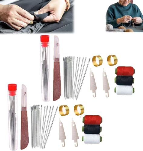 37-teiliges Nähwerkzeug-Set, Nadeln, Faden, Handreparaturwerkzeuge, tragbares DIY-Handarbeitsset, Mehrzweck-Nadel- und Garn-Set, Näharbeitsset für Anfänger, professionelle DIY-Liebhaber (2er-Set) von XiChiu