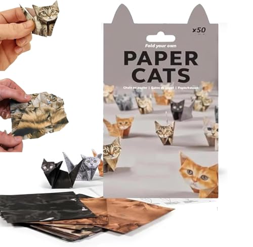 Papierkatzen zum Selbermachen, 50 Blatt DIY-Papier zum Falten, niedliche Katzenfiguren, Papiermodelle, dekoratives Bastelset, lustige Bastelaktivität für Erwachsene und Kinder, Schreibtischdekoration von XiChiu