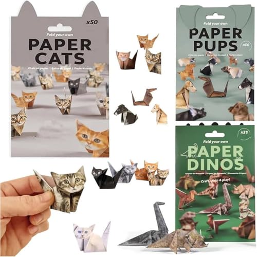 Papierkatzen zum Selbermachen, 50 Blatt DIY-Papier zum Falten, niedliche Katzenfiguren, Papiermodelle, dekoratives Bastelset, lustige Bastelaktivität für Erwachsene und Kinder, Schreibtischdekoration von XiChiu