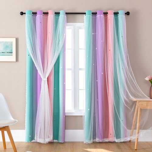 XiDi Thermische Verdunkelungsvorhänge mit Öse Für Wohnzimmer Regenbogen Wanddekorationen Grüne Vorhänge Doppelschicht Mit Netz 86×183Cm Pink PurpleGreen/86/183/2 IT XiDi Thermische Verdunkelungsvorhänge mit Öse Für Wohnzimmer Regenbogen Wanddekorationen Grüne Vorhänge Doppelschicht Mit Netz 86×183Cm Pink PurpleGreen/86/183/2 IT von XiDi