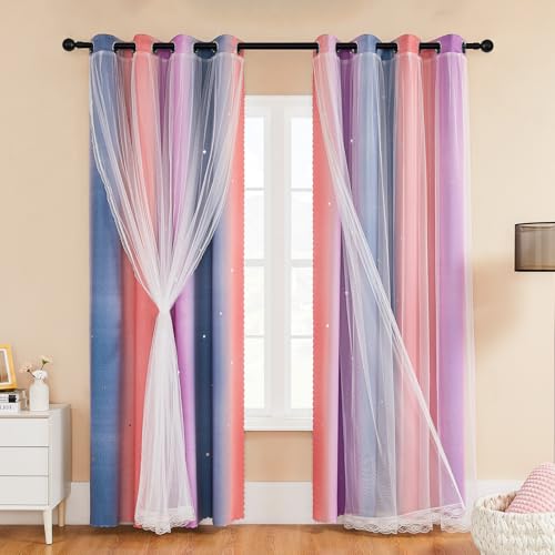 XiDi Thermische Verdunkelungsvorhänge mit Öse für Wohnzimmer Regenbogen Wanddekorationen Vorhänge Kinderzimmer Doppelschicht mit Netz Grau Rosa Lila 87×183cm Grey PinkPurple/86/183/2 IT XiDi Thermische Verdunkelungsvorhänge mit Öse für Wohnzimmer Regenbogen Wanddekorationen Vorhänge Kinderzimmer Doppelschicht mit Netz Grau Rosa Lila 87×183cm Grey PinkPurple/86/183/2 IT von XiDi