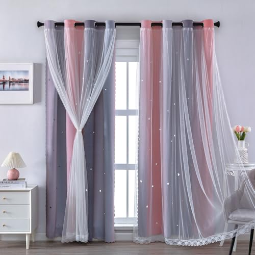 XiDi Vorhänge für Kinder Höhe 213 cm Transflation für Fenster Halle Behandlungen Verdunkelung Bunte Vorhänge mit Sternausschnitt Geräuschreduzierung Dekoration Pink LightgreyGrey/86/213/2 IT XiDi Vorhänge für Kinder Höhe 213 cm Transflation für Fenster Halle Behandlungen Verdunkelung Bunte Vorhänge mit Sternausschnitt Geräuschreduzierung Dekoration Pink LightgreyGrey/86/213/2 IT von XiDi