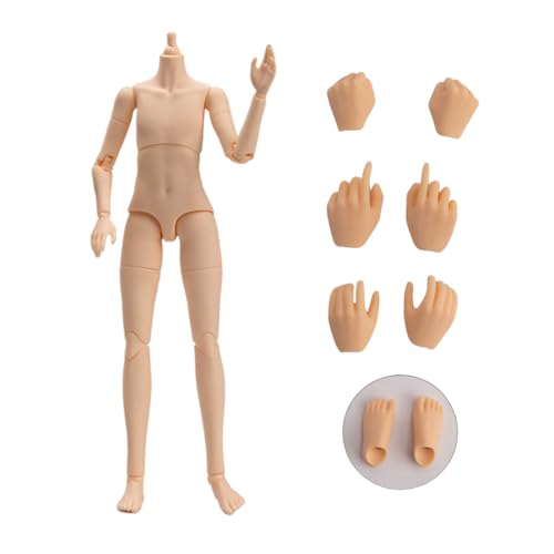 XiDonDon 21 cm PVC-Puppenkörper, beweglicher Gelenkkörper für OB24, GSC, BJD Puppenkopf, Zubehör, Ersatz-Handspielzeug (Normal Skin+Hands) von XiDonDon