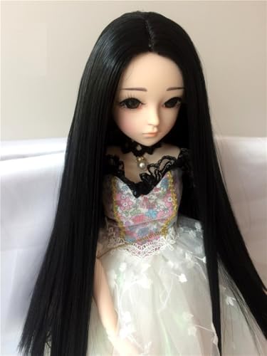 XiDonDon Nur Perücken 6-7" 7-8" 8-9" 1/3 1/4 1/6 BJD Perücke langes glattes Haar für Dal Pullip BJD SD LUTS DOD Dollfie Puppenzubehör (Nur Perücken) (Black,Head Circumference 16-17cm) von XiDonDon