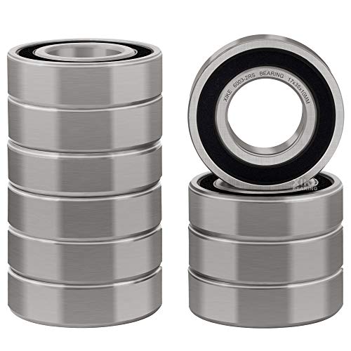 XiKe 6003-2RS Kugellager 17x35x10mm Chromstahl und Vorgeschmiert, 6003RS Rillenkugellager mit Gummi Doppeldichtung, 10er-Packung von XiKe