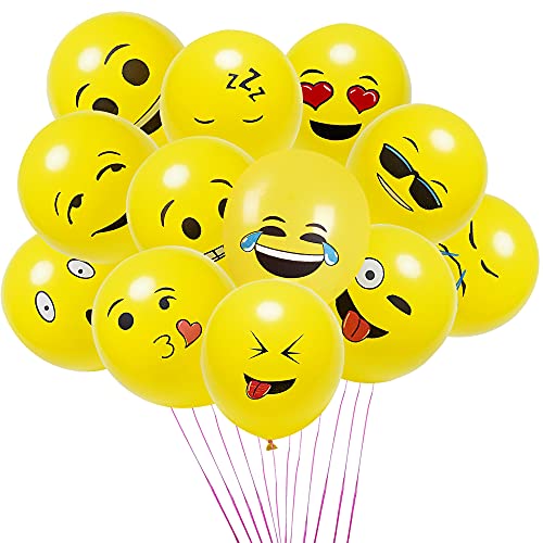 100 Luftballons Helium, XiXiRan Emocions Ballons Smiley, Party Balloons Gelb Set, Latex Luftballons für Geburtstagsdeko Hochzeit Party von XiXiRan