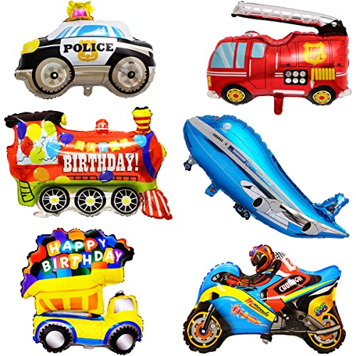 Folienballons Fahrzeuge, XiXiRan Helium Ballons Autos, Car Luftballons, Folienballons Spielzeug Kinder Party Dekoartikel,6 Stücke Set von XiXiRan