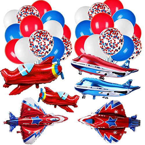 XiXiRan 86-Teiliges Flugzeug Luftballon Set - Helium Ballon Geburtstagsdeko Mit Folienballon - Flugzeug Thema Deko Für Kinder von XiXiRan