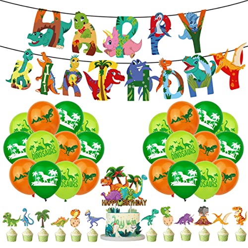 XiXiRan Dino Kindergeburtstag Deko, 30 Stück, Dinosaurier Latex Luftballons, Happy Birthday Banner, Kuchendekoration, Grün XiXiRan Dino Kindergeburtstag Deko, 30 Stück, Dinosaurier Latex Luftballons, Happy Birthday Banner, Kuchendekoration, Grün von XiXiRan