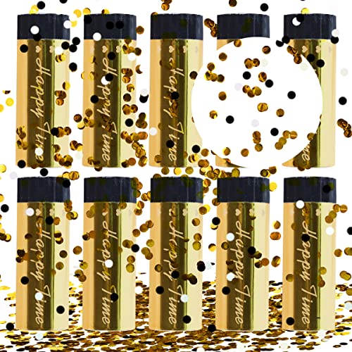 XiXiRan Konfetti Kanone Geburtstag, Hochzeit, Party, Gold, Weiß, 10 Stück, Papier, Gold, Silber, Roségold von XiXiRan
