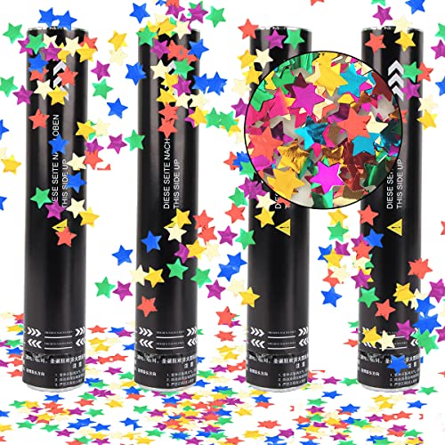 Konfettikanone Geburtstag, XiXiRan Konfetti Popper Hochzeit, Konfetti Gold, Party Popper Konfetti, Party Konfettikanone Weiß, Konfetti Pistolen Set, Confetti Cannons, Konfetti Bombe (Stern-28CM) von XiXiRan