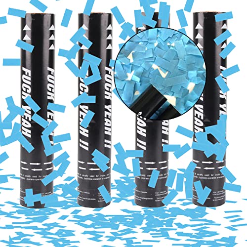 Konfettikanone Papier*4pcs, XiXiRan Konfettikanone Geburtstag, Party Popper, Konfetti Pistolen Set, Konfetti Bombe, Konfetti Shooter, Konfettikanone Gender Reveal, Konfetti Kanonen Poppers (Blau) von XiXiRan