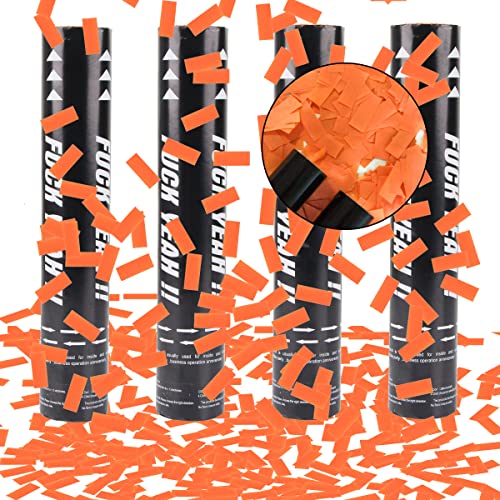 Konfettikanone Papier*4pcs, XiXiRan Konfettikanone Geburtstag, Party Popper, Konfetti Pistolen Set, Konfetti Bombe, Konfetti Shooter, Konfettikanone Gender Reveal, Konfetti Kanonen Poppers (Orange) von XiXiRan