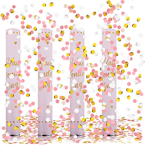 Konfettikanone Papier*4pcs, XiXiRan Konfettikanone Geburtstag, Party Popper, Konfetti Pistolen Set, Konfetti Bombe, Konfetti Shooter, Konfettikanone Gender Reveal, Konfetti Kanonen Poppers (rosa) von XiXiRan