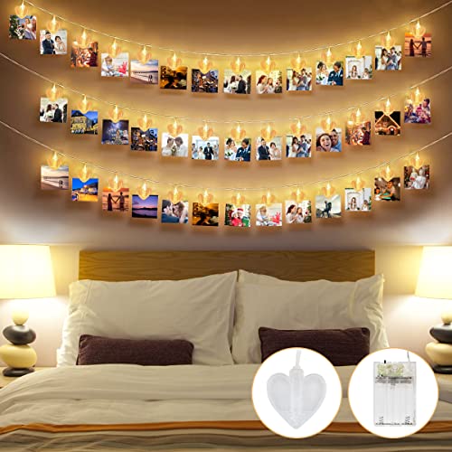 XiXiRan LED Fotoclips Lichterkette, Foto Kette Wand zum Aufhängen, 3M 20 LEDs Fotoclips Lichterkette für Zimmer Deko, Fotoleine Fotokette mit Klammern Licht von XiXiRan