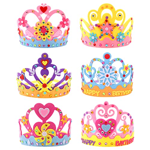 XiYee 6 Stück Geburtstagskrone Kinder, Prinzessin Kronen DIY Kinderkronen Partyhüte Mädchen Geburtstag Krone Geburtstagsdeko für Party und Feier von XiYee