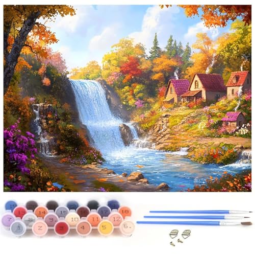 Malen Nach Zahlen Kinder, Malen Nach Zahlen ab 7 Jahre Mädchen, Paint by Numbers Herbst DIY Set Erwachsene Handgemalt Ölgemälde Leinwand Kit, Room Decor Geschenke 40x50cm Fallen Ohne Rahmen y-1188 von Xiaboor