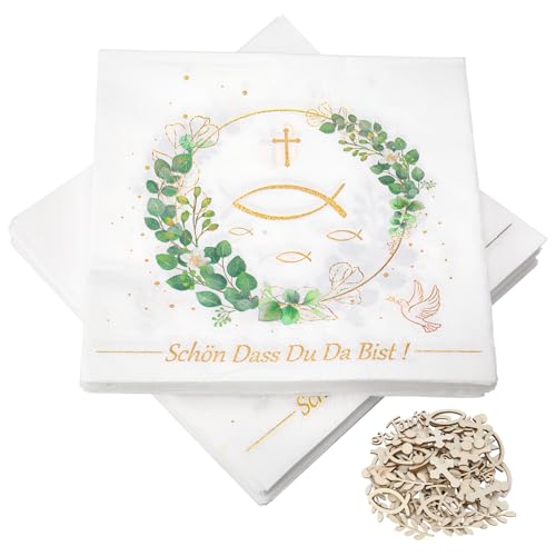 Xialvyu 60 Stück Servietten und 100 Stück Deko Taufe Set Holz Streudeko Taufe Deko Junge Mädchen für Kommunion, Babyshowerparty Xialvyu 60 Stück Servietten und 100 Stück Deko Taufe Set Holz Streudeko Taufe Deko Junge Mädchen für Kommunion, Babyshowerparty von Xialvyu