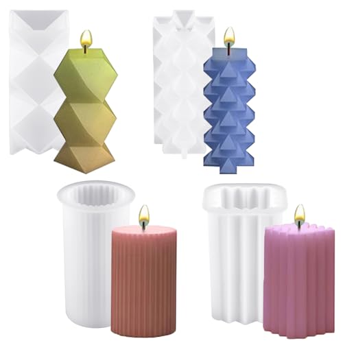 Xialvyu 4 Stück Kerzenform Silikon,3D Kerzenformen Zum Gießen Set für DIY Kerzenherstellung Handwerk Ornamente Xialvyu 4 Stück Kerzenform Silikon,3D Kerzenformen Zum Gießen Set für DIY Kerzenherstellung Handwerk Ornamente von Xialvyu