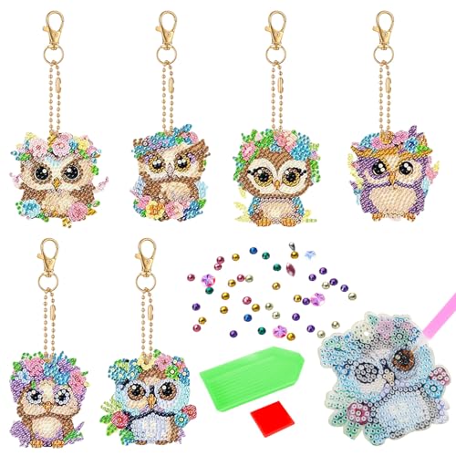Xialvyu 6 Stücke Eule Diamond Painting Schlüsselanhänge,5D Doppelseitige Diamantmalerei Anhänger für Kinder Xialvyu 6 Stücke Eule Diamond Painting Schlüsselanhänge,5D Doppelseitige Diamantmalerei Anhänger für Kinder von Xialvyu