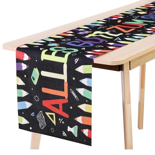Xialvyu Einschulung Tischläufer, Schulanfang Deko Tischläufer, Tischdekoration, Schulanfang, Party, Geburtstagsdekoration, Mädchen Junge, 182 x 36cm(Schwarz) von Xialvyu
